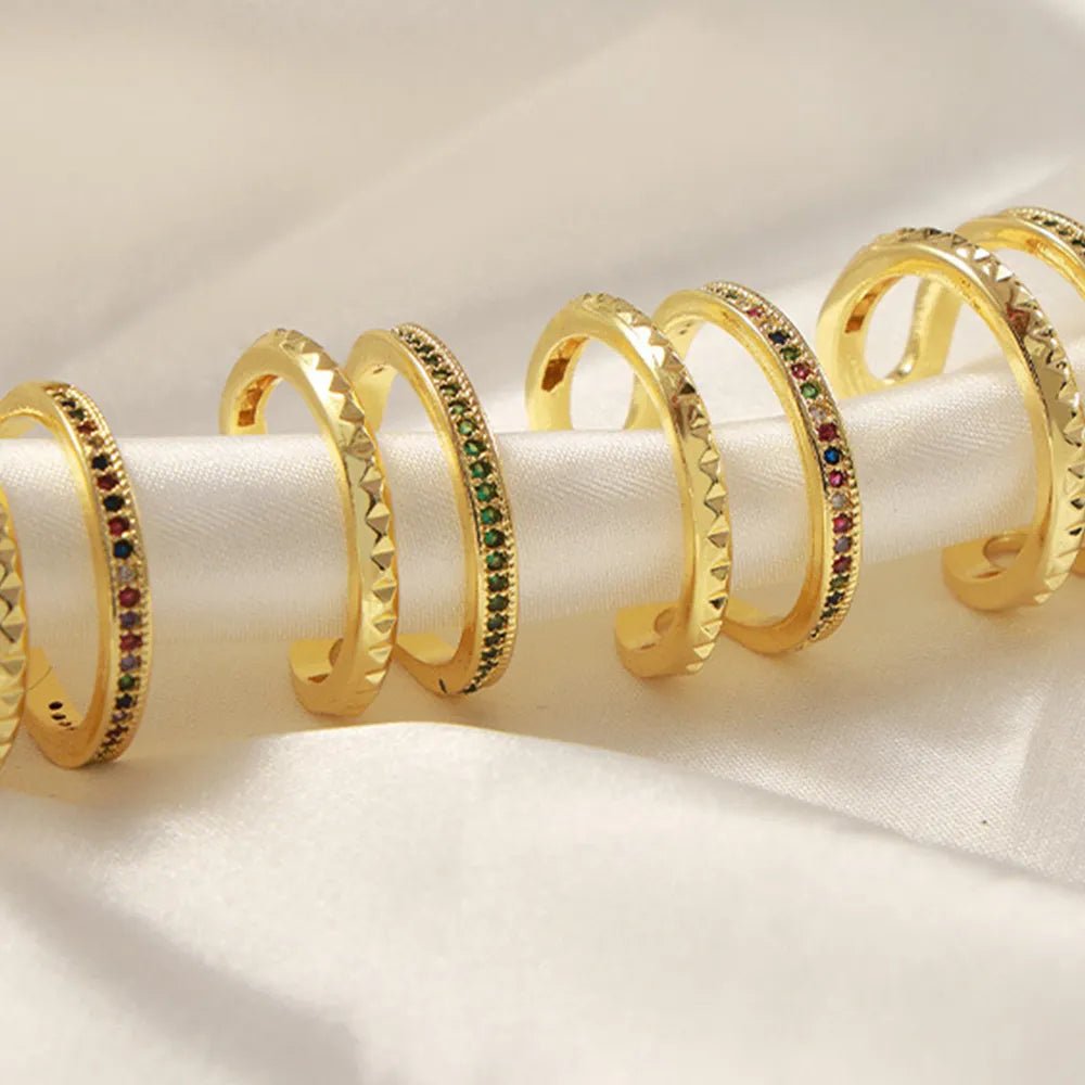 Gold-Plated Czech Diamond Double-Layered Ring - TheMomCo.
