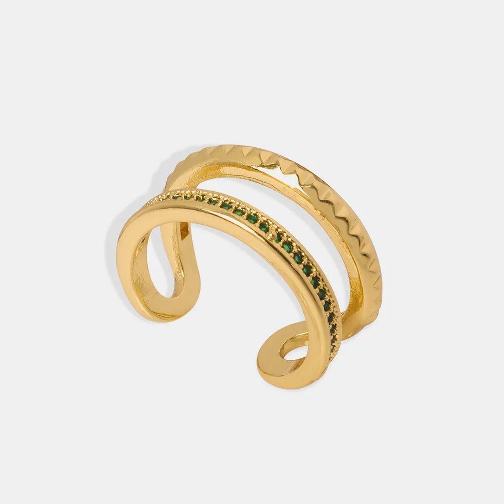 Gold-Plated Czech Diamond Double-Layered Ring - TheMomCo.