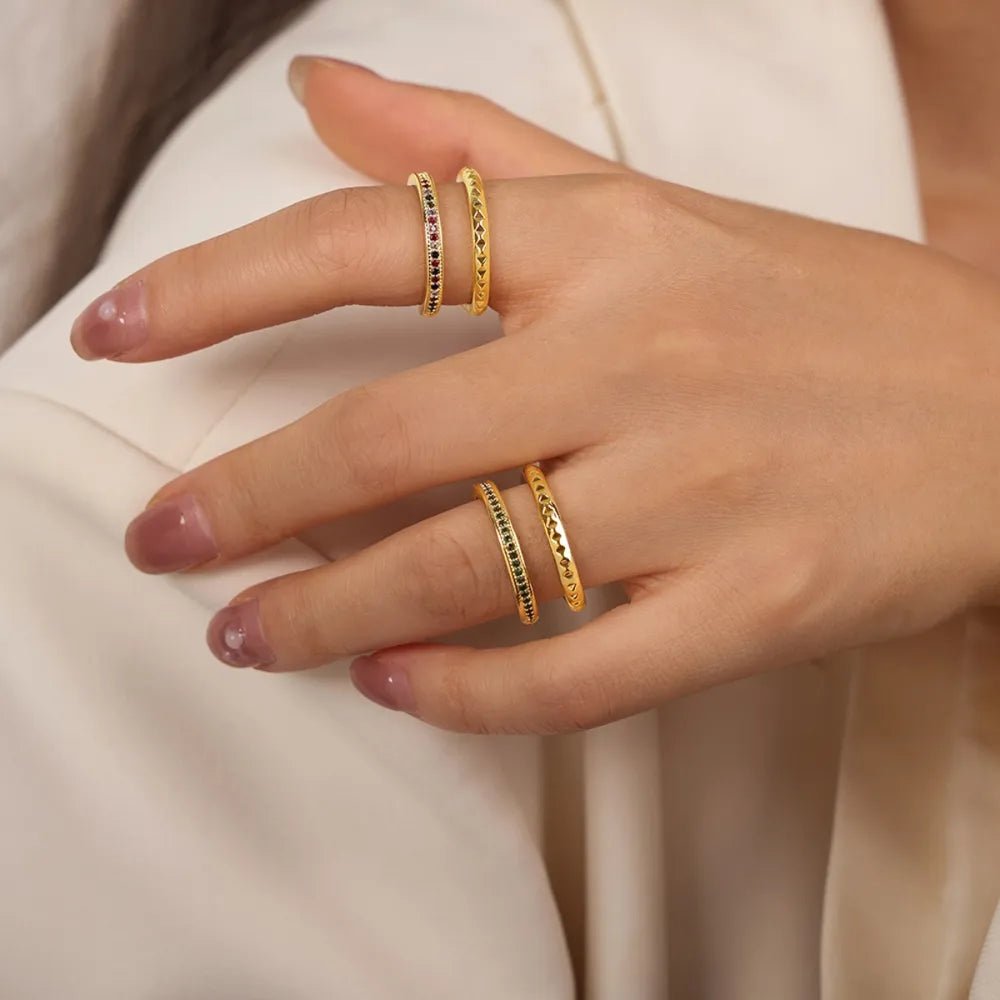 Gold-Plated Czech Diamond Double-Layered Ring - TheMomCo.