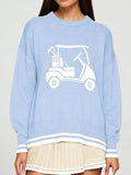 Golf Cart Graphic Dropped Shoulder Sweater - TheMomCo.