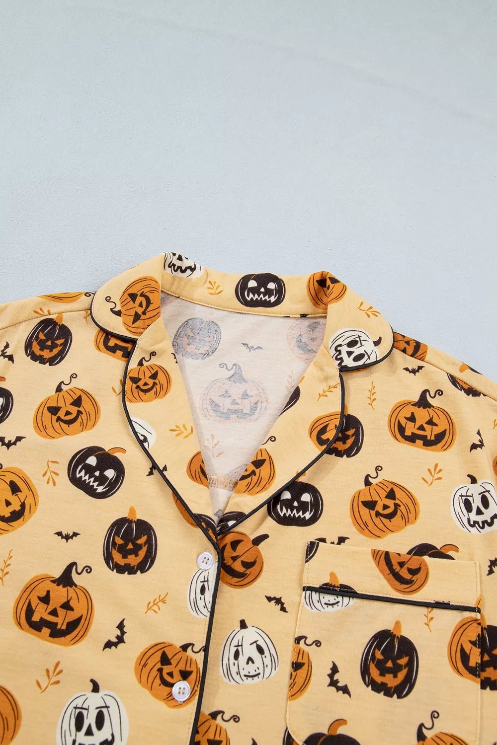 Halloween Pumpkin Print Long Sleeve Two Piece Lounge Set - TheMomCo.
