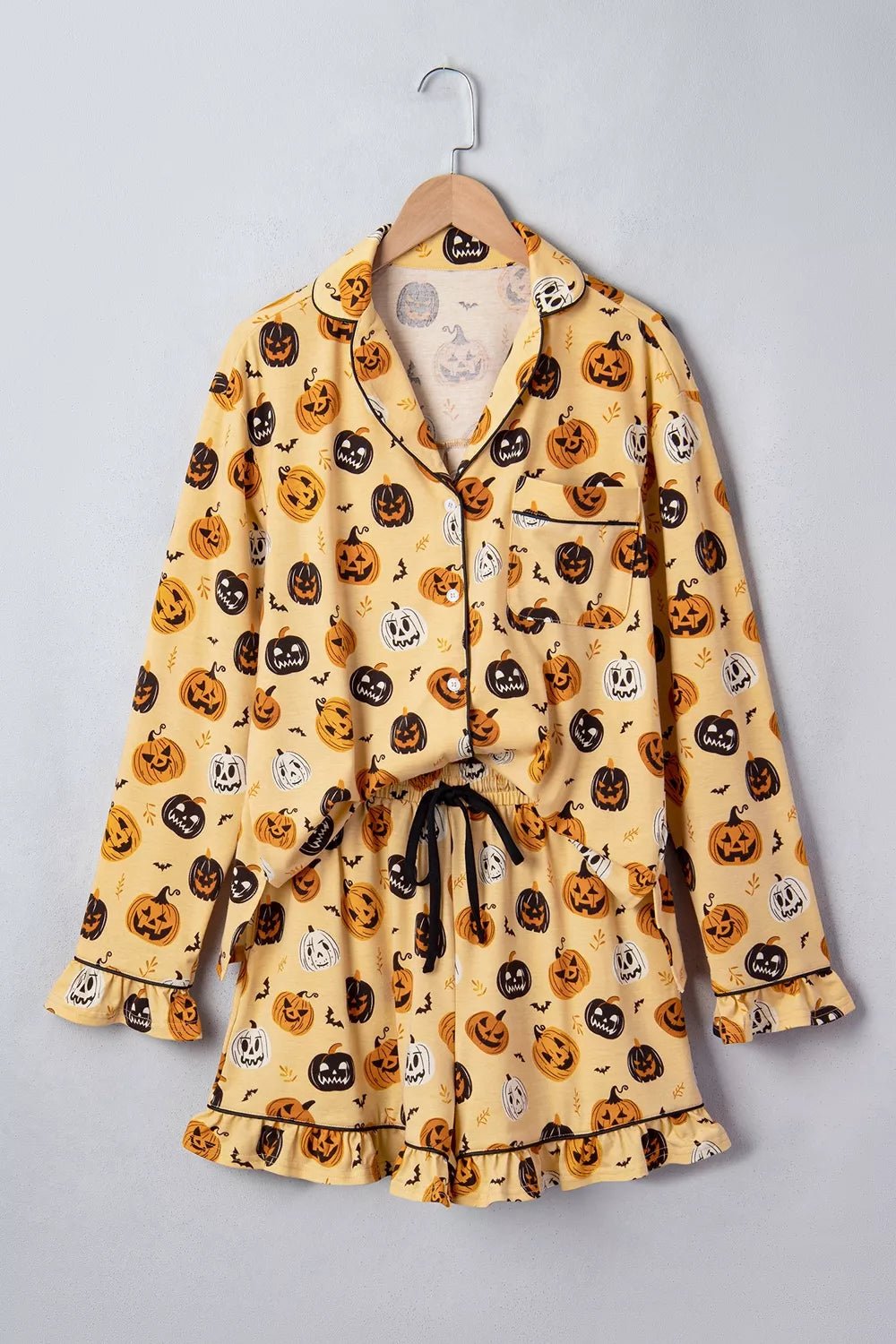 Halloween Pumpkin Print Long Sleeve Two Piece Lounge Set - TheMomCo.