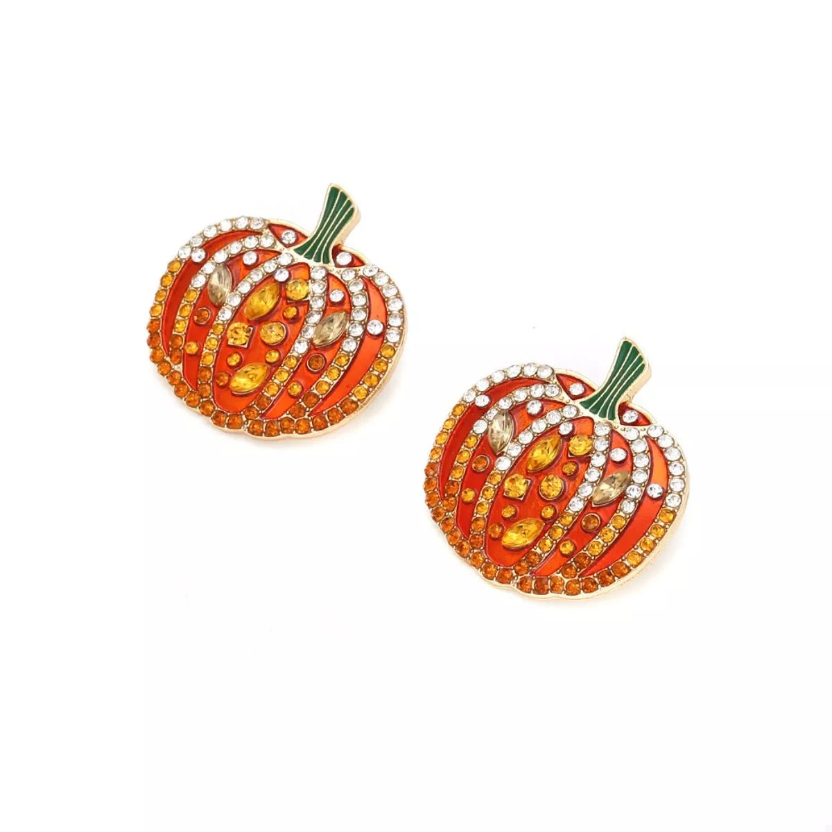Halloween Pumpkin Rhinestone Stud Earrings - TheMomCo.