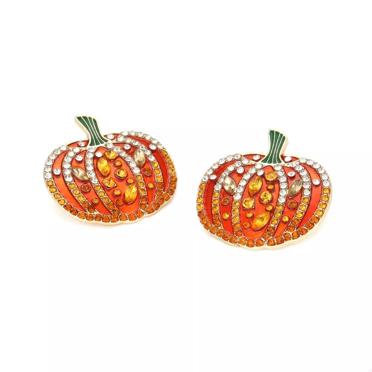 Halloween Pumpkin Rhinestone Stud Earrings - TheMomCo.