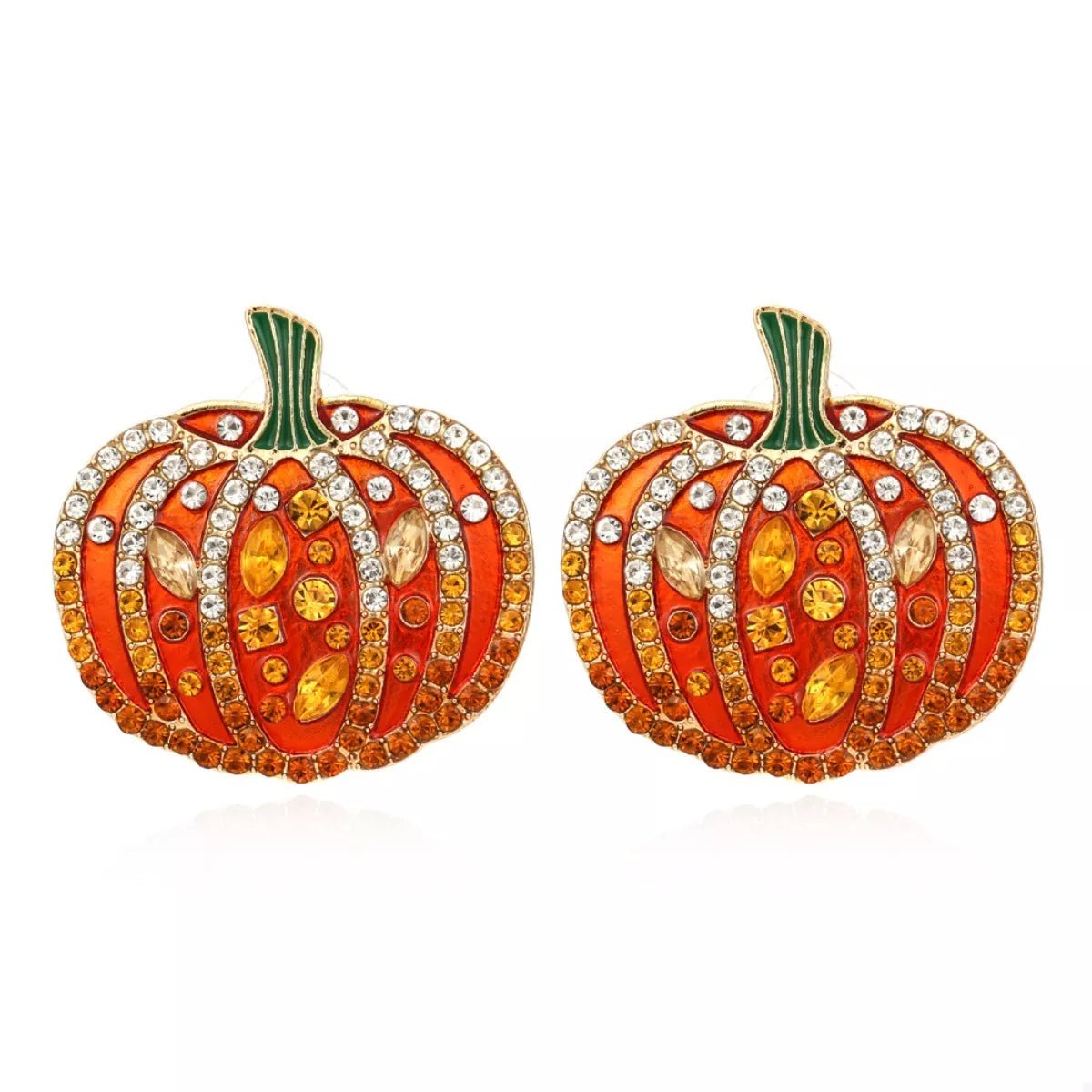 Halloween Pumpkin Rhinestone Stud Earrings - TheMomCo.