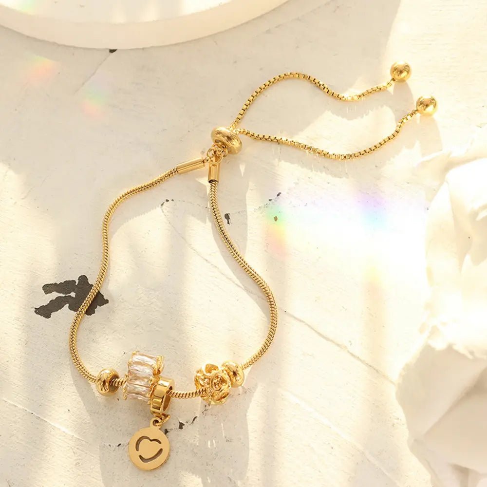 Heart Charm Titanium Steel Bracelet - TheMomCo.