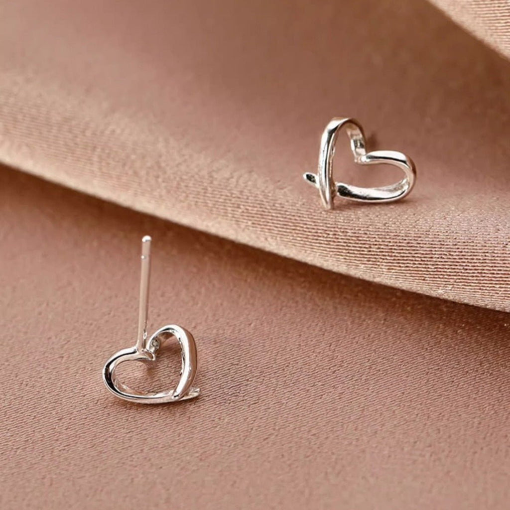 Heart-Shaped Stud Earrings - TheMomCo.