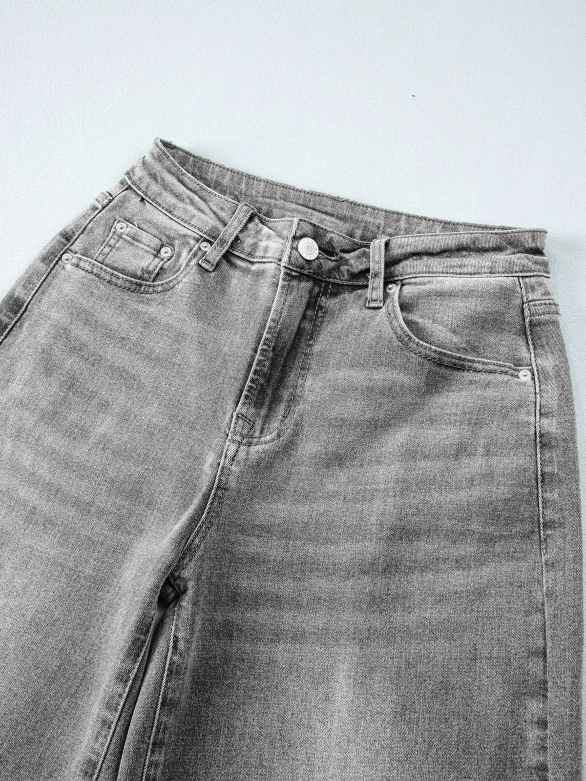 High Waist Wide Leg Washed Jeans - TheMomCo.