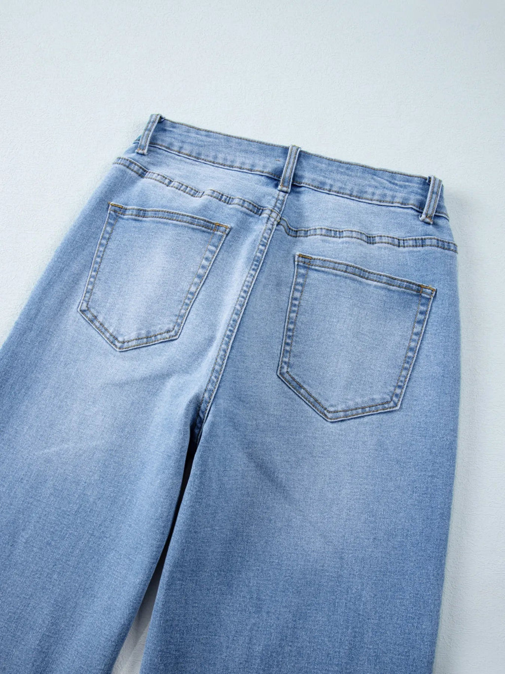 High Waist Wide Leg Washed Jeans - TheMomCo.
