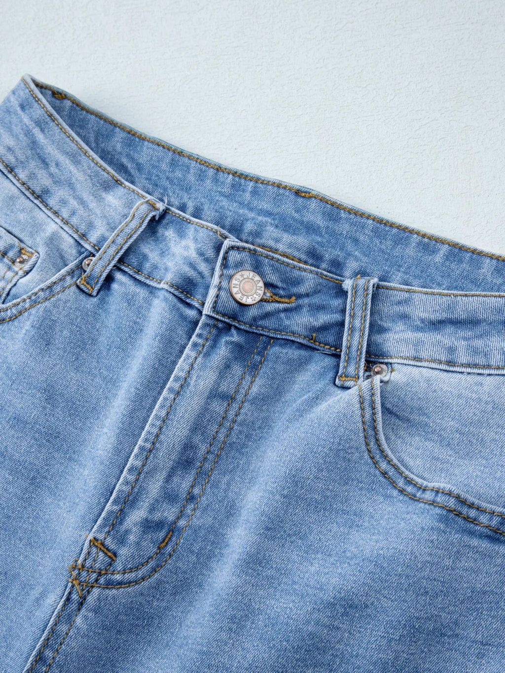 High Waist Wide Leg Washed Jeans - TheMomCo.