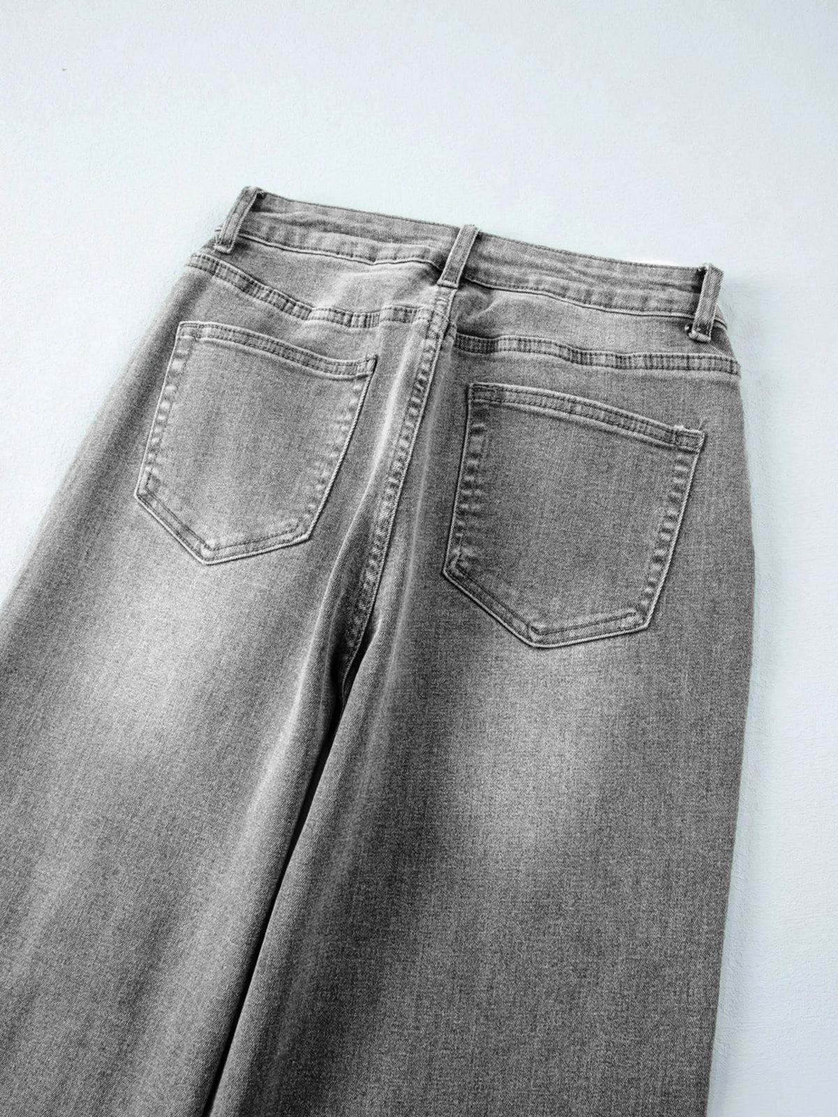 High Waist Wide Leg Washed Jeans - TheMomCo.