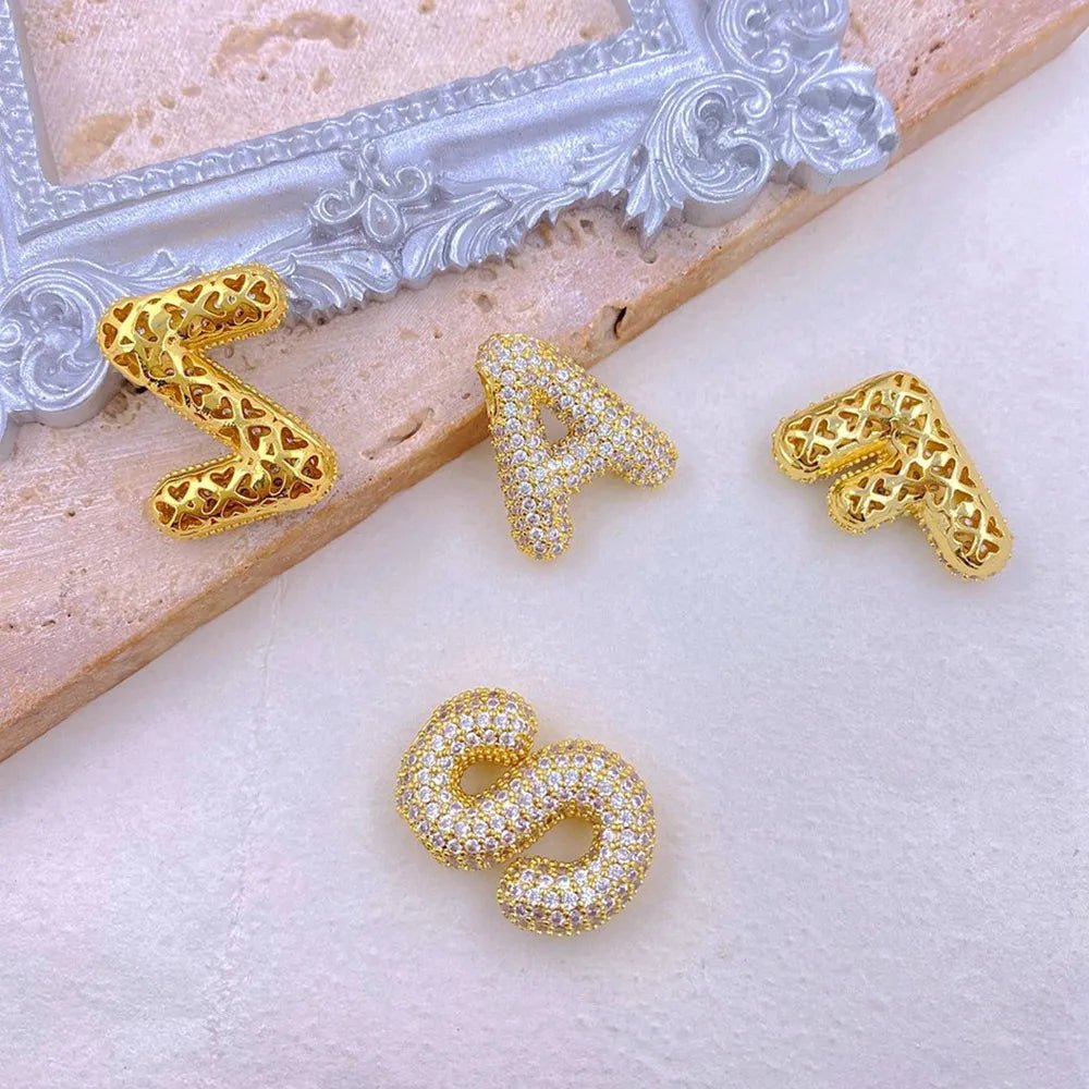 Inlaid Zircon Bubble Initial Necklace - TheMomCo.