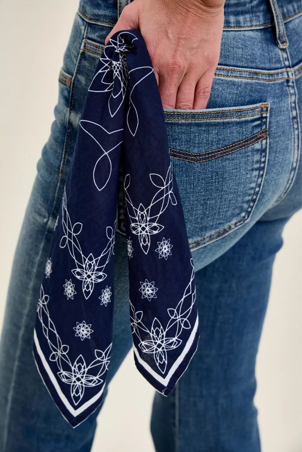 Judy Blue Mid Rise Jaqueline Flare with Triple Needle Back Pkts and Bandana Loop - TheMomCo.