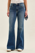 Judy Blue Mid Rise Jaqueline Flare with Triple Needle Back Pkts and Bandana Loop - TheMomCo.