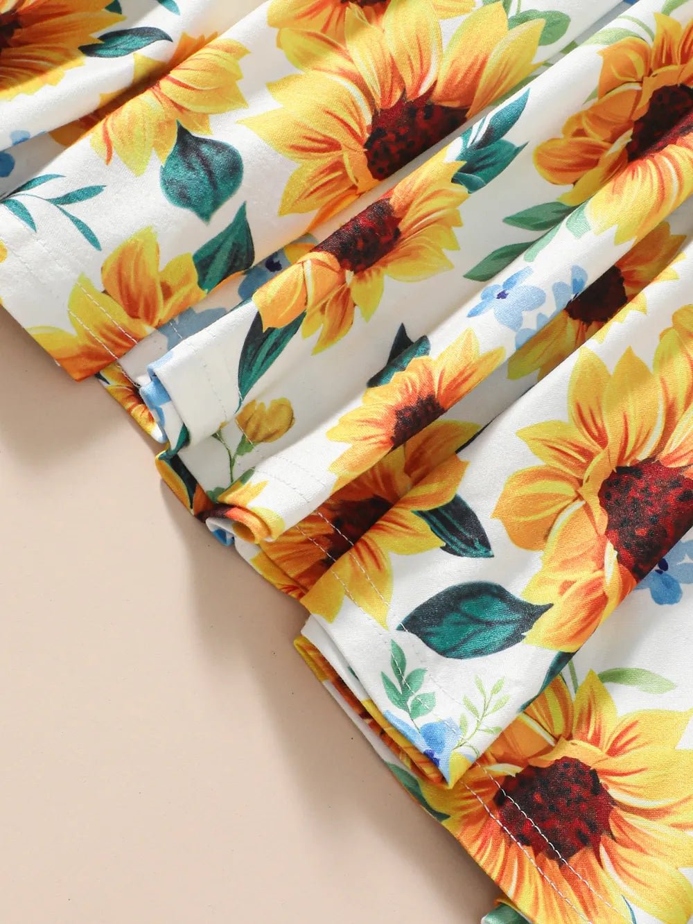 Kids Sunflower Print Round Neck Long Sleeve Dress - TheMomCo.