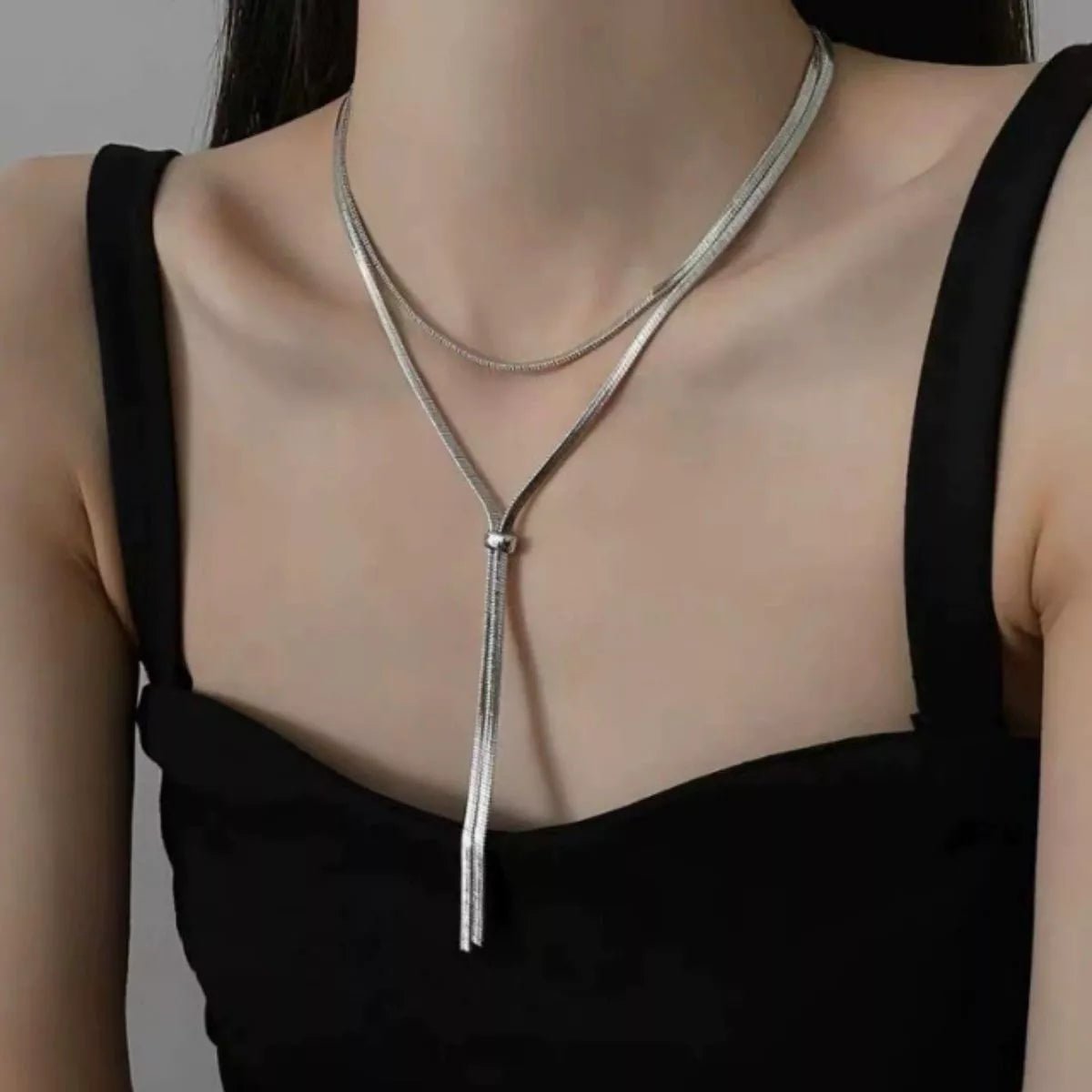 Layered Snake Chain Y Necklace - TheMomCo.