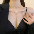 Layered Snake Chain Y Necklace - TheMomCo.