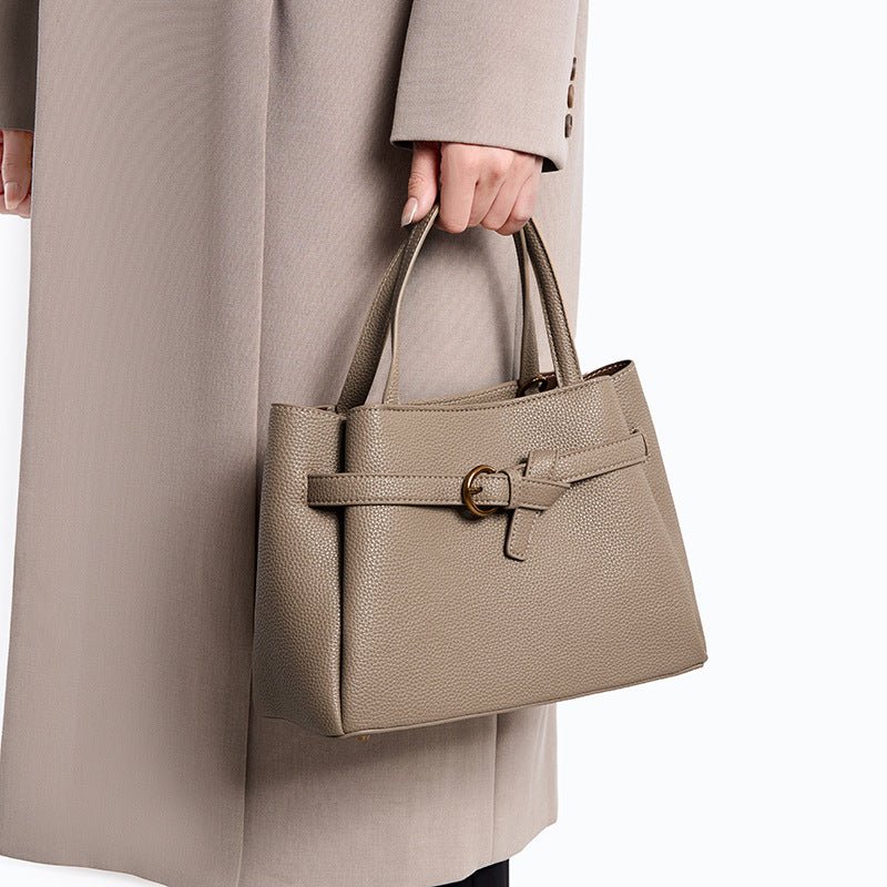 Leather Top Handle Handbag - TheMomCo.