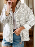 Leopard Button Up Long Sleeve Denim Jacket - TheMomCo.