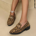 Leopard Chain Detail Loafers - TheMomCo.