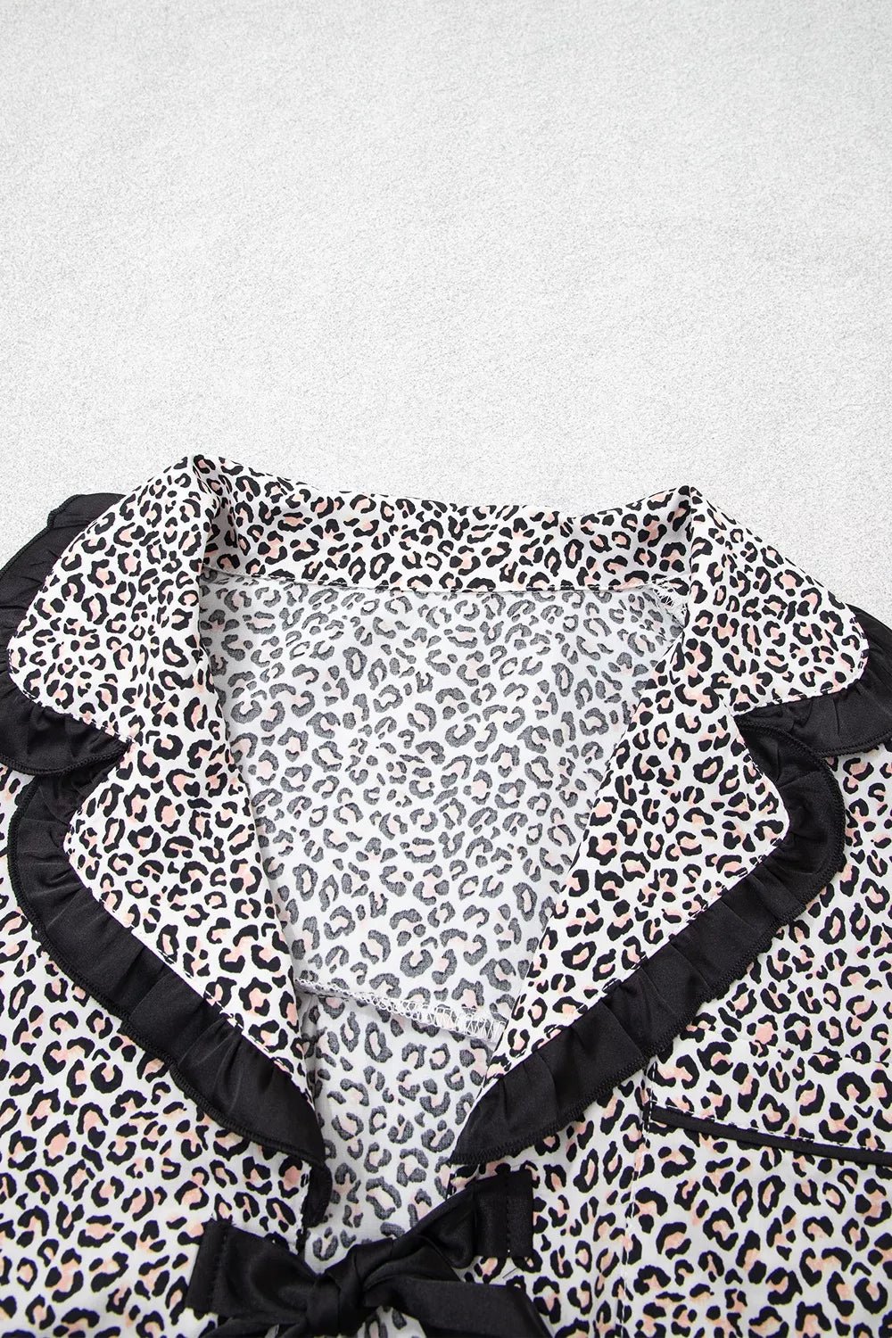 Leopard Print Bow Knot Patchwork Long Sleeve Lounge Set - TheMomCo.