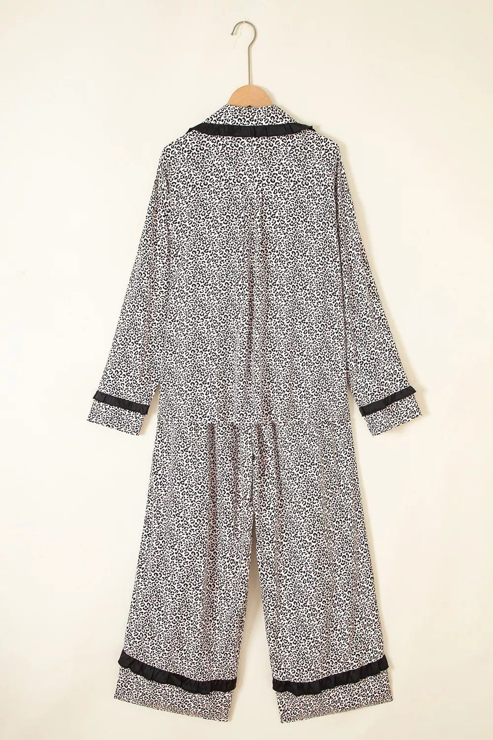 Leopard Print Bow Knot Patchwork Long Sleeve Lounge Set - TheMomCo.