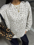 Leopard Print Crew Neck Sweatshirt - TheMomCo.