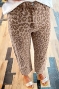 Leopard Print High-Waisted Cropped Jeans - TheMomCo.
