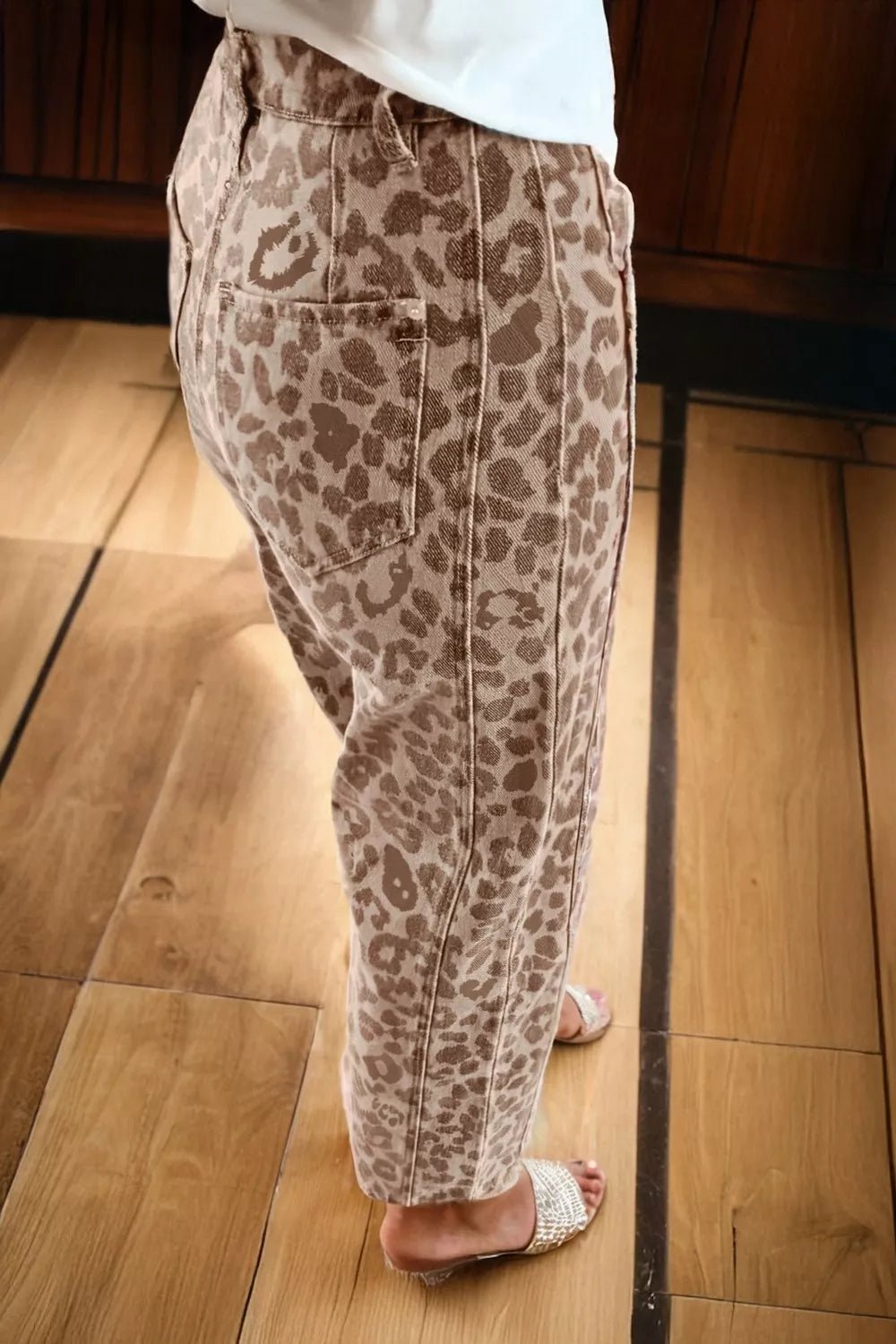 Leopard Print High-Waisted Cropped Jeans - TheMomCo.