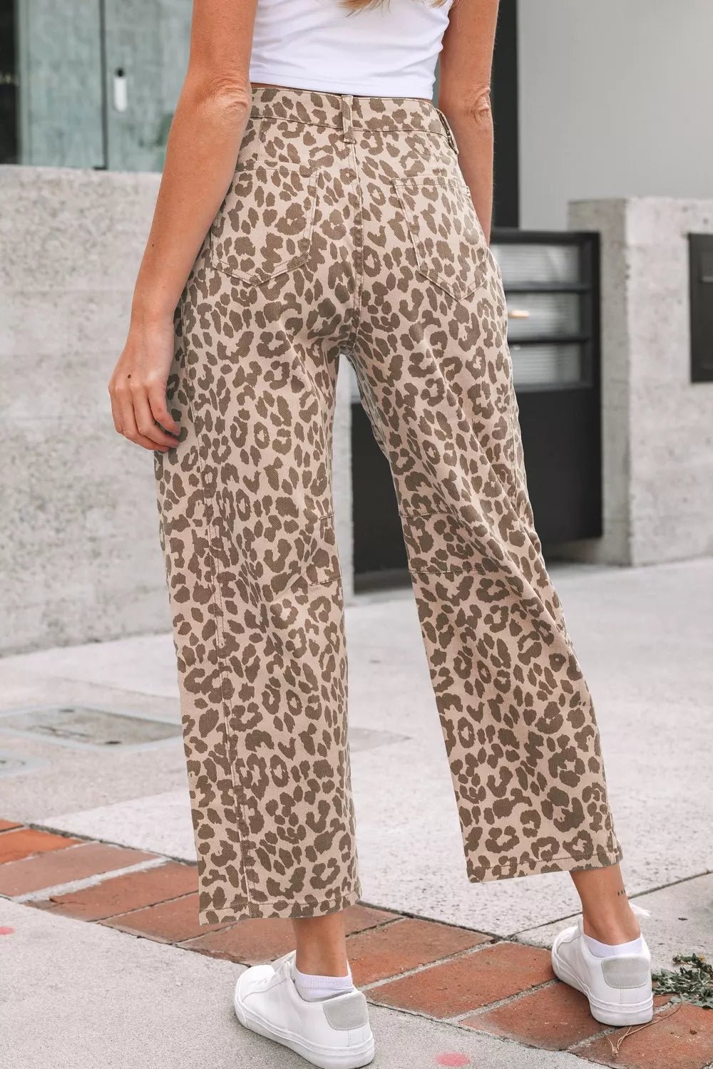 Leopard Print High-Waisted Cropped Jeans - TheMomCo.