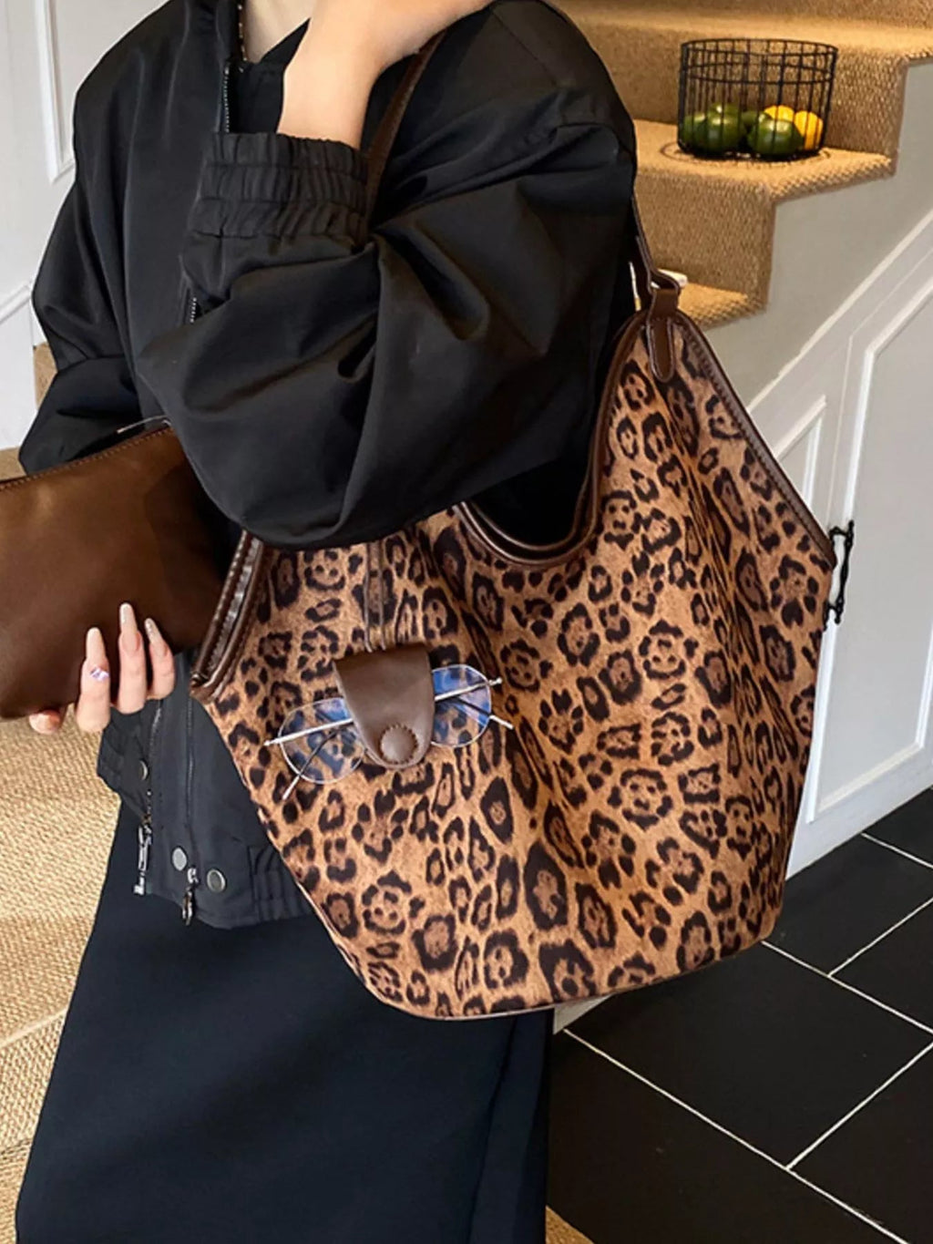 Leopard Print Large Tote Bag - TheMomCo.