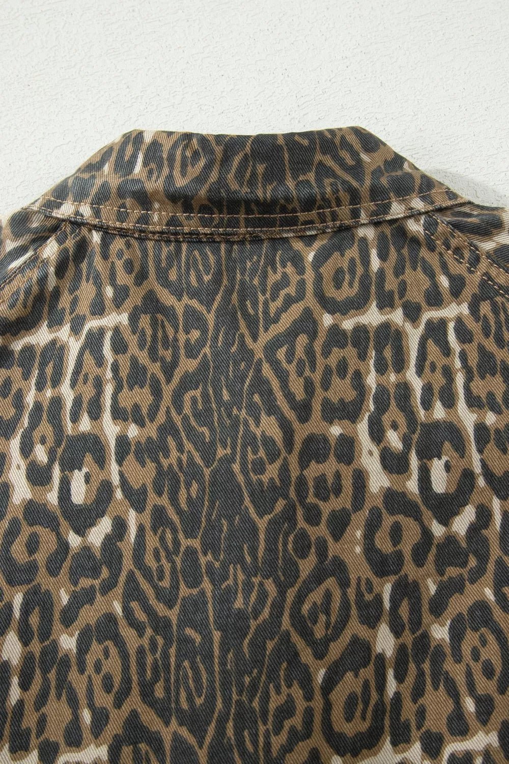 Leopard Print Puff Sleeve Denim Dress - TheMomCo.