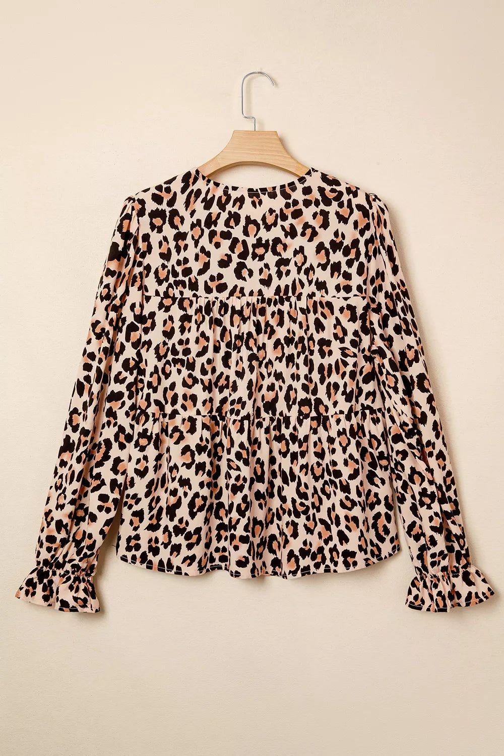 Leopard Print Tie-Neck Blouse - TheMomCo.