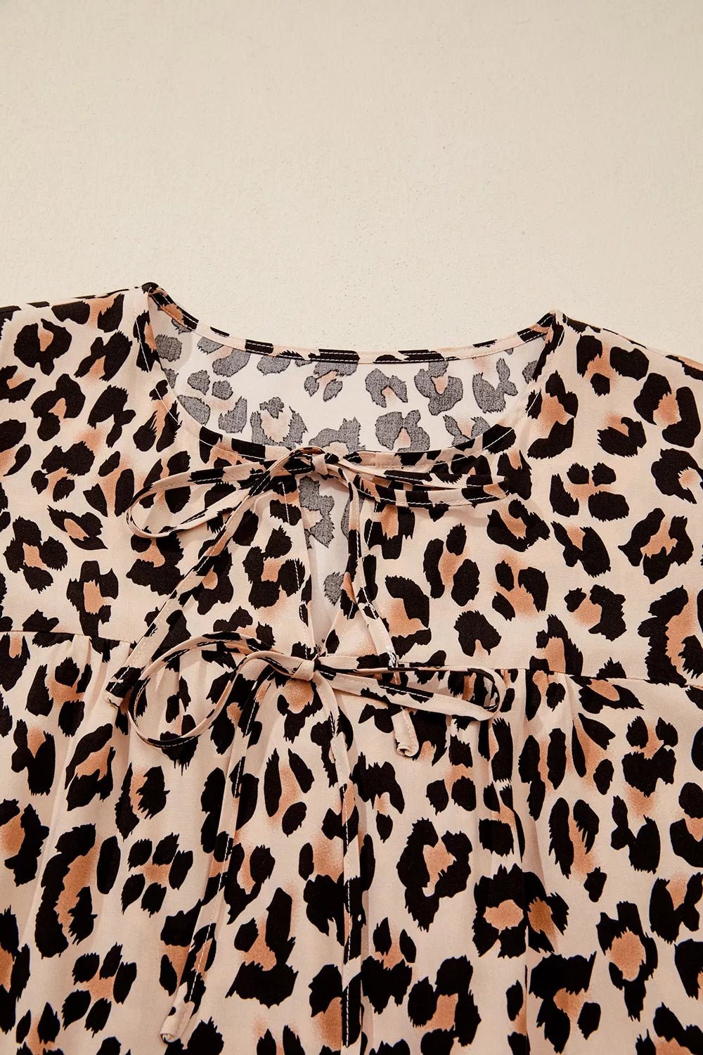 Leopard Print Tie-Neck Blouse - TheMomCo.