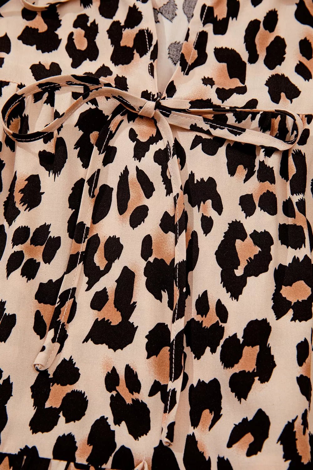 Leopard Print Tie-Neck Blouse - TheMomCo.