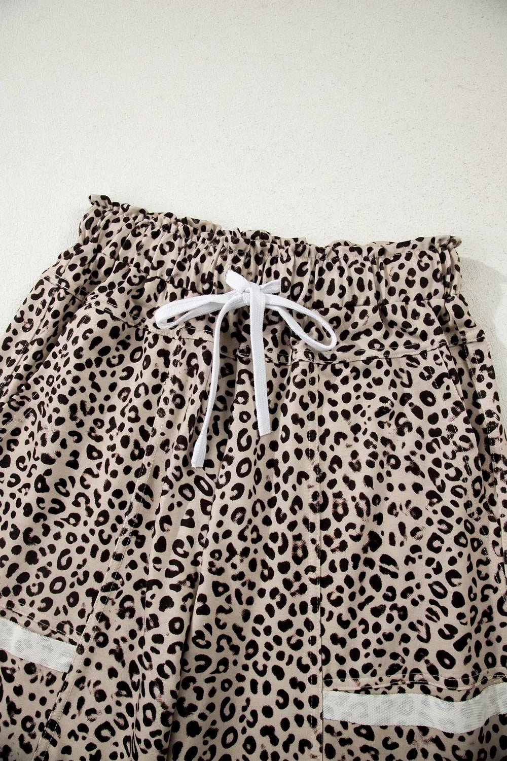 Leopard Print Wide-Leg Pants with Drawstring - TheMomCo.