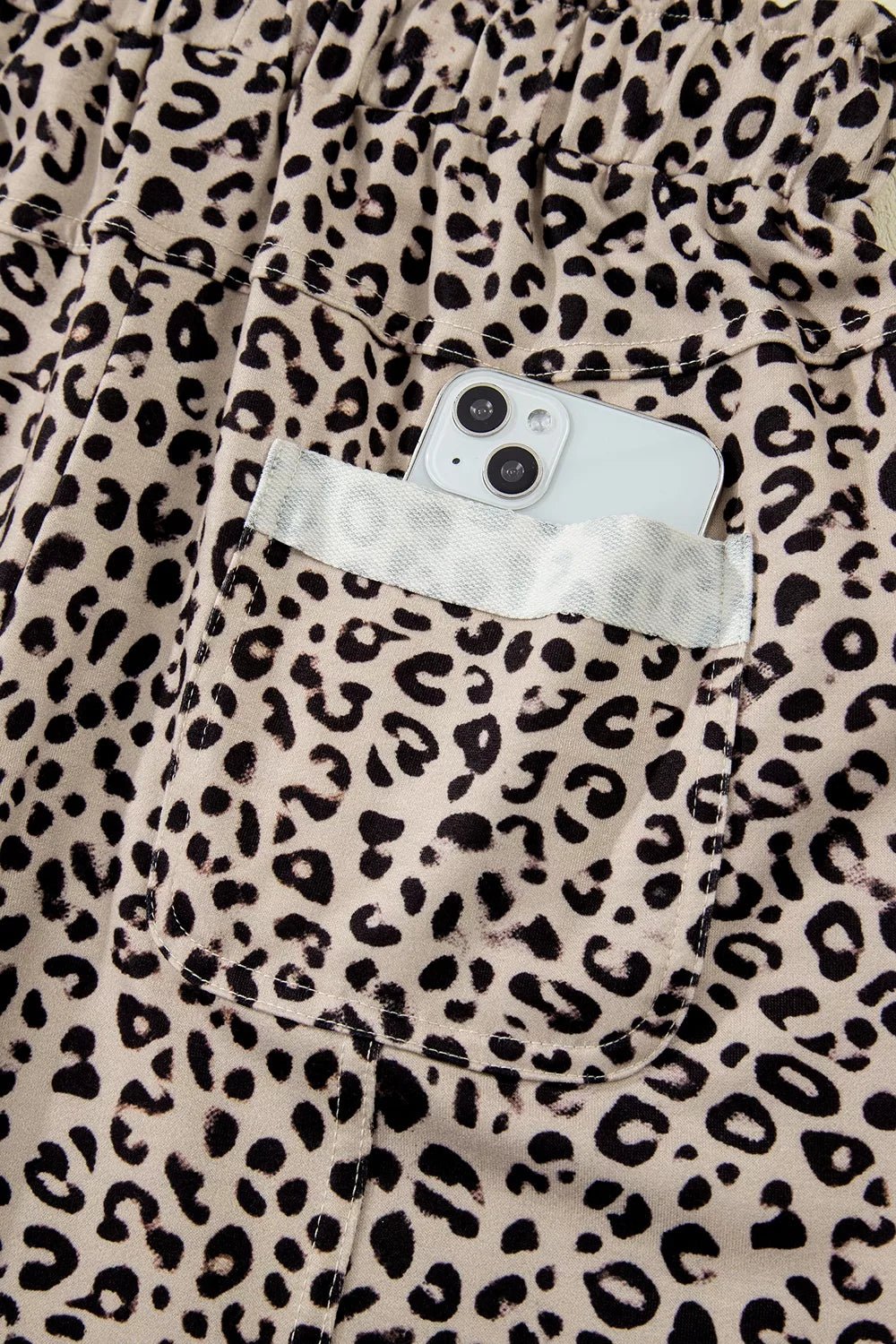 Leopard Print Wide-Leg Pants with Drawstring - TheMomCo.