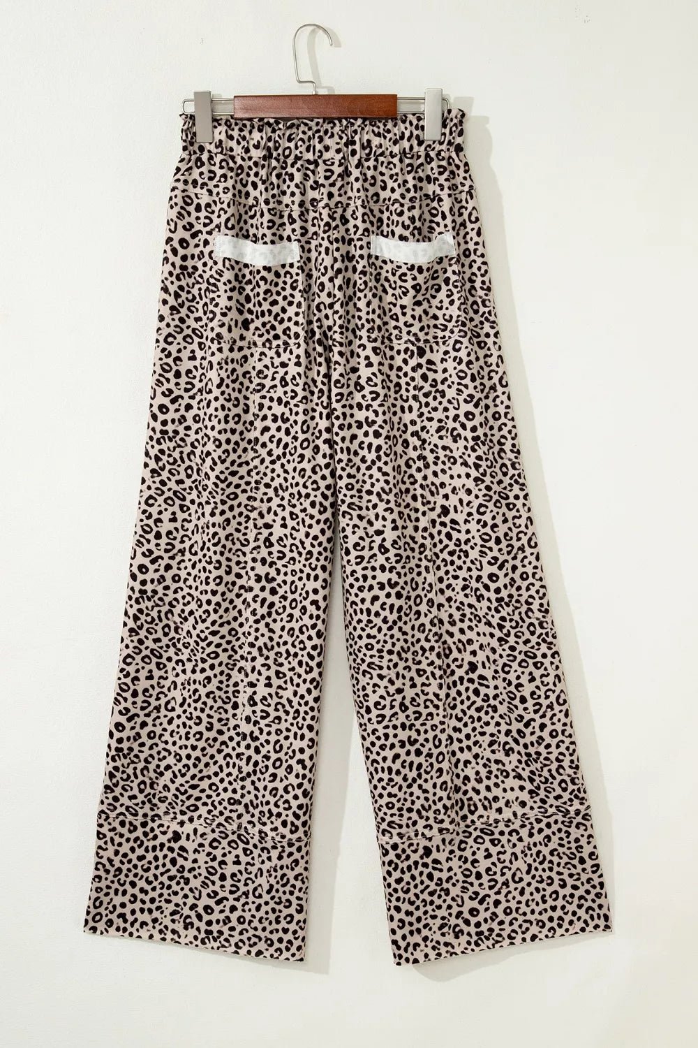 Leopard Print Wide-Leg Pants with Drawstring - TheMomCo.
