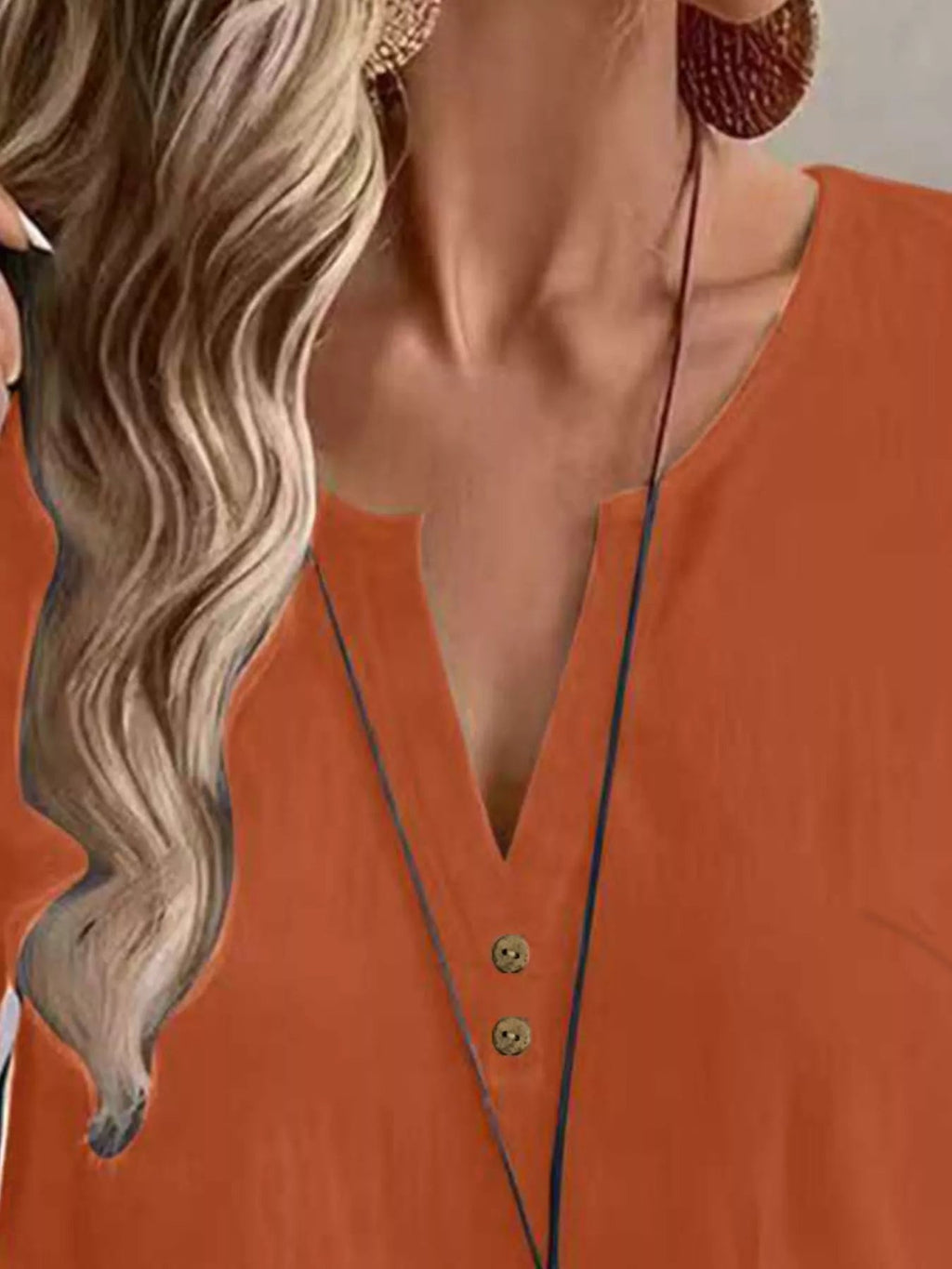 Notched Short Sleeve Blouse - TheMomCo.
