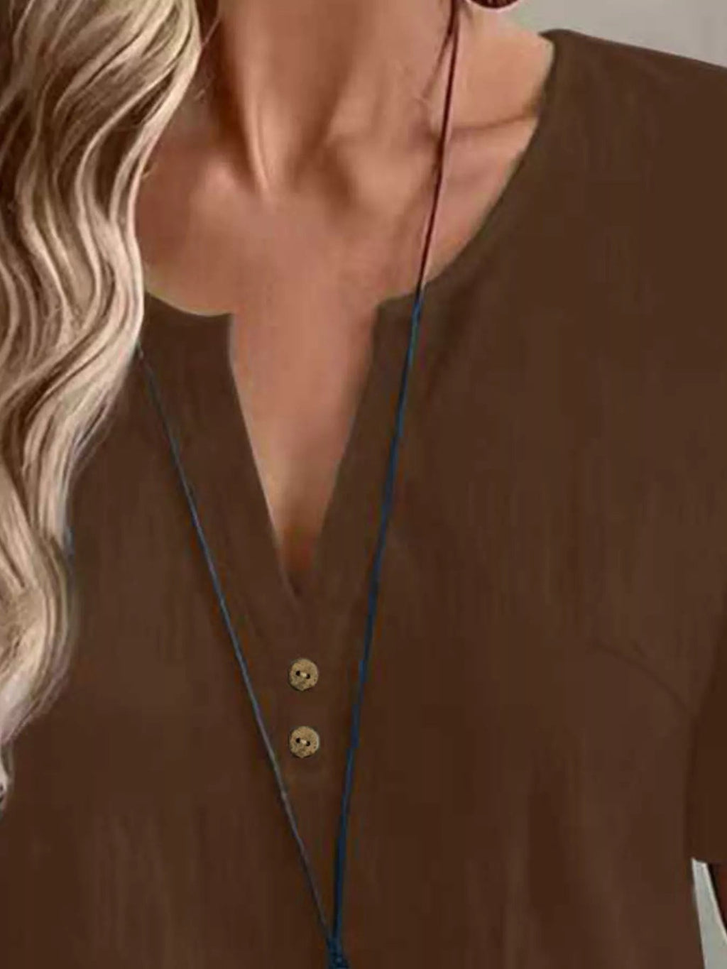 Notched Short Sleeve Blouse - TheMomCo.