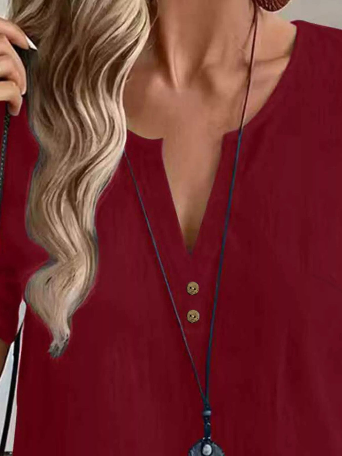 Notched Short Sleeve Blouse - TheMomCo.