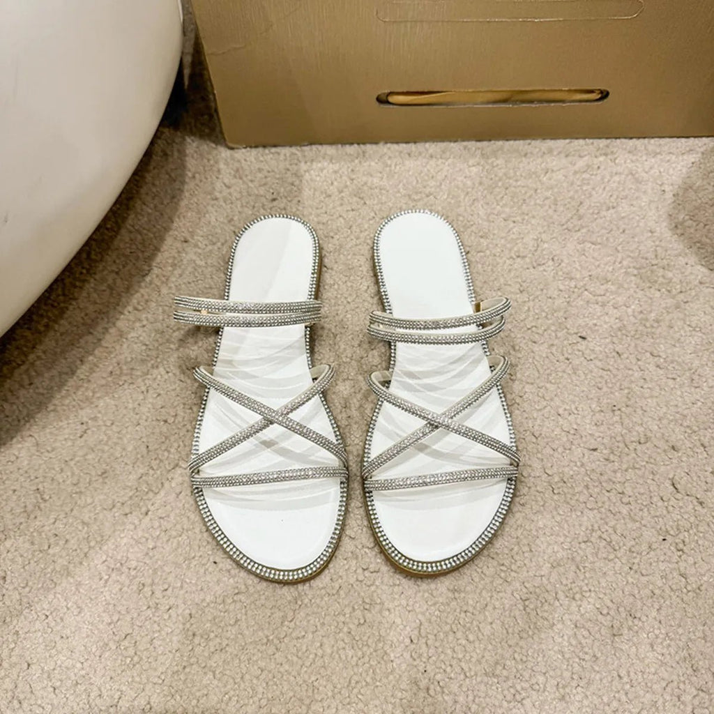 Open Toe Flats Sandals - TheMomCo.