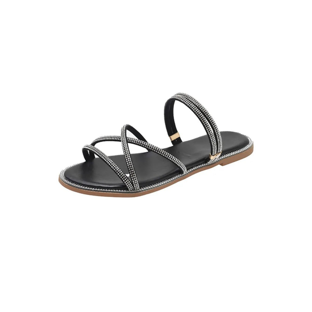 Open Toe Flats Sandals - TheMomCo.