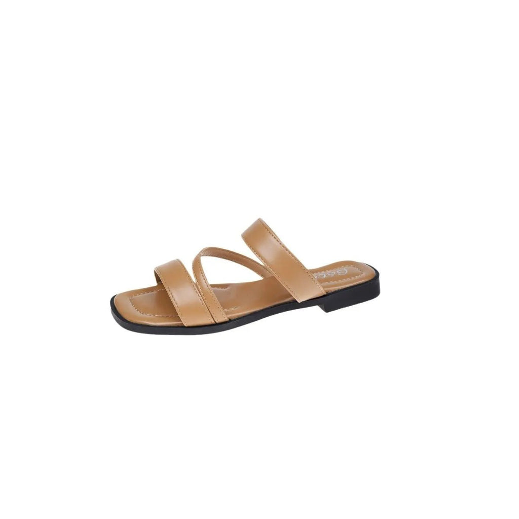 Open Toe Flats Sandals - TheMomCo.