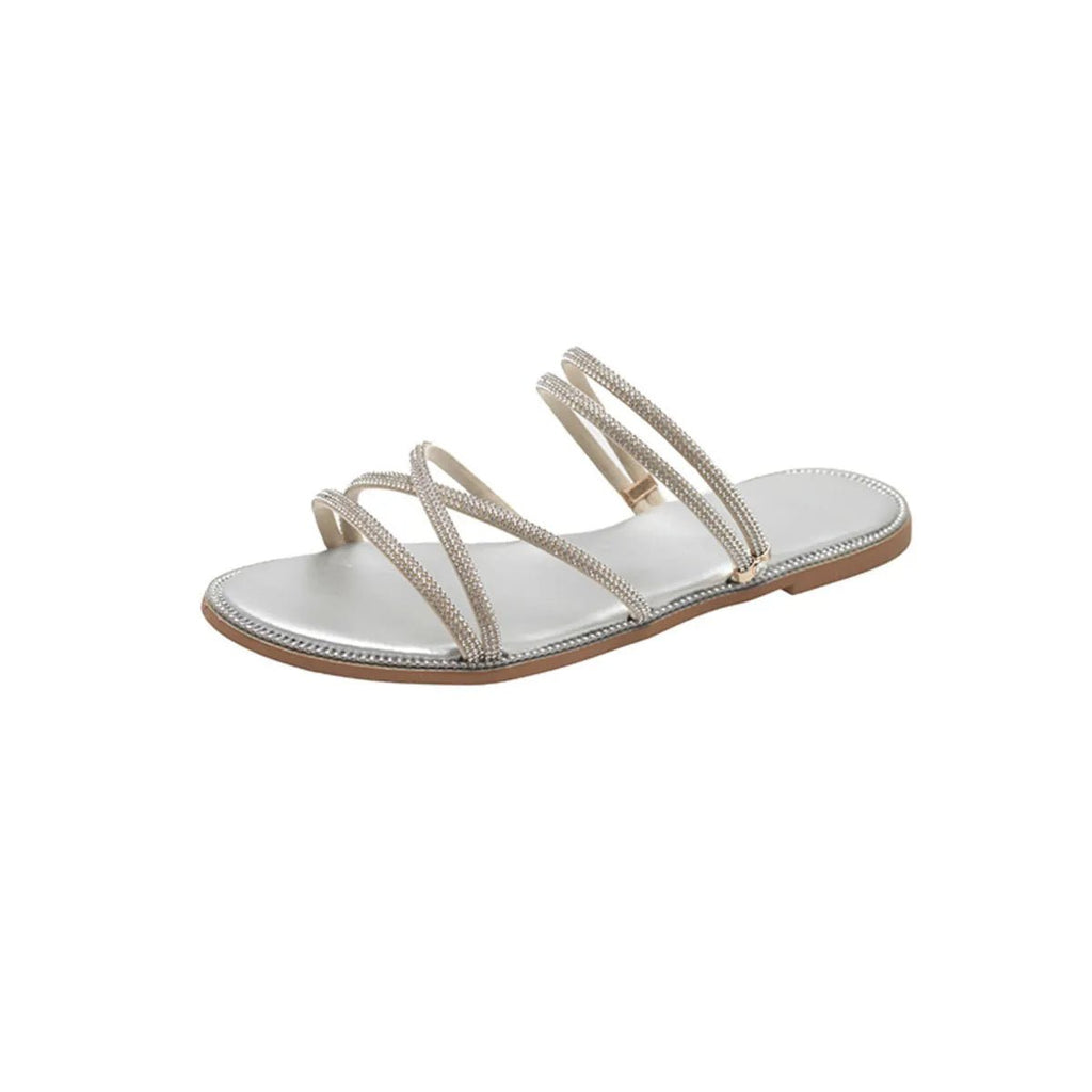 Open Toe Flats Sandals - TheMomCo.