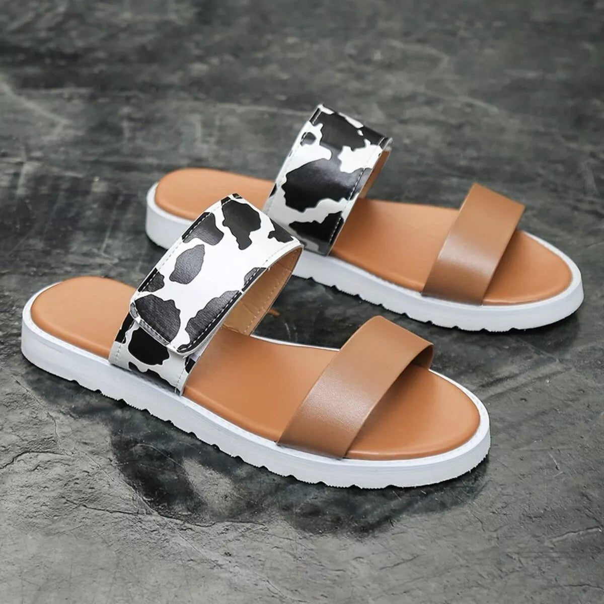 Open Toe Flats Sandals - TheMomCo.