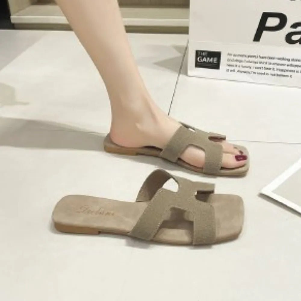 Open Toe Flats Sandals - TheMomCo.