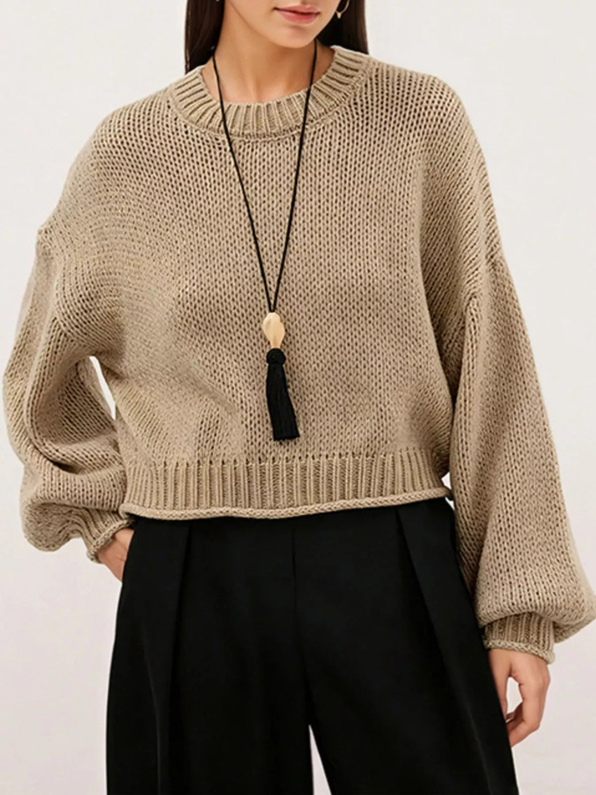 Oversized Chunky Knit Sweater - TheMomCo.