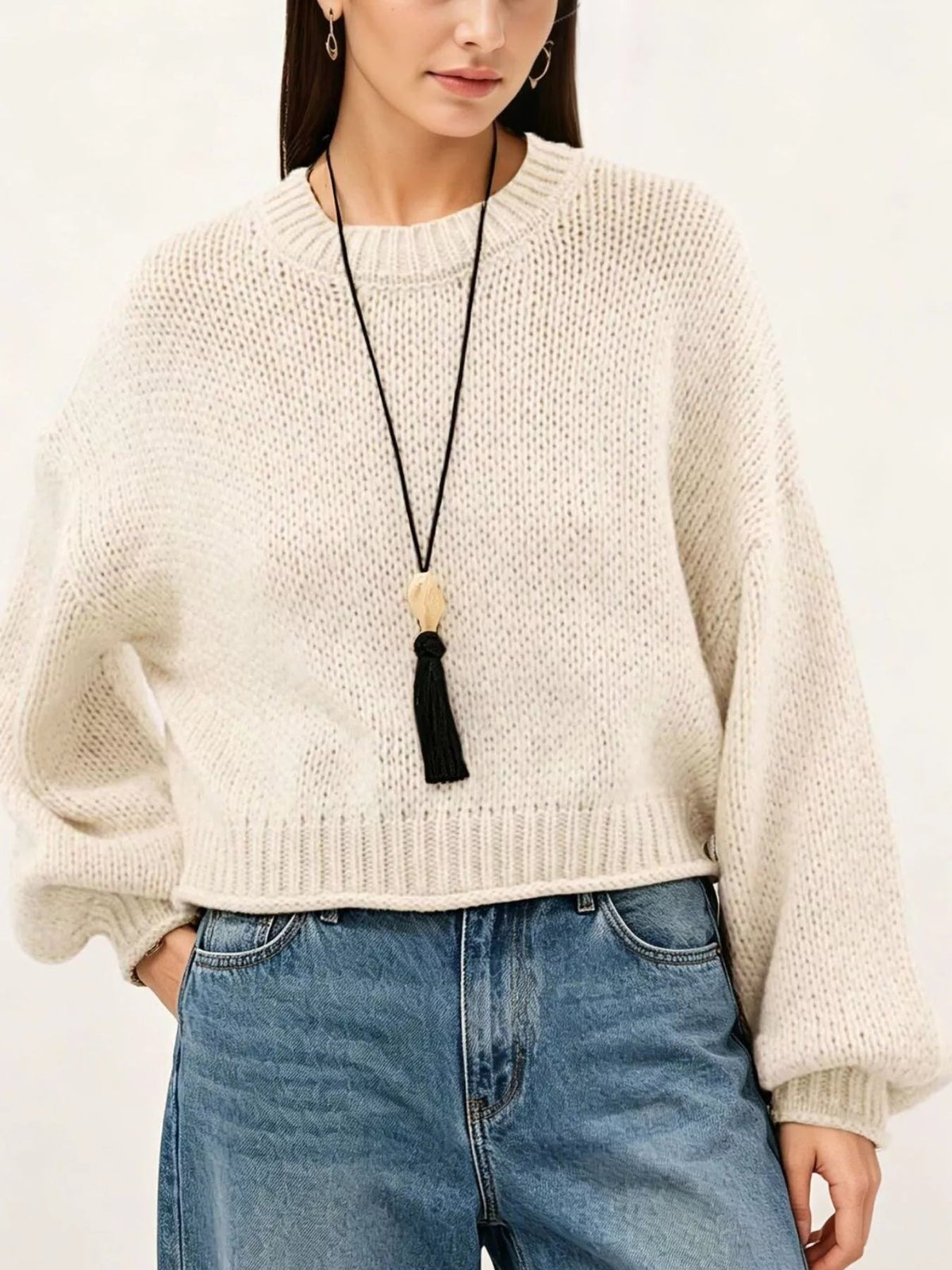 Oversized Chunky Knit Sweater - TheMomCo.