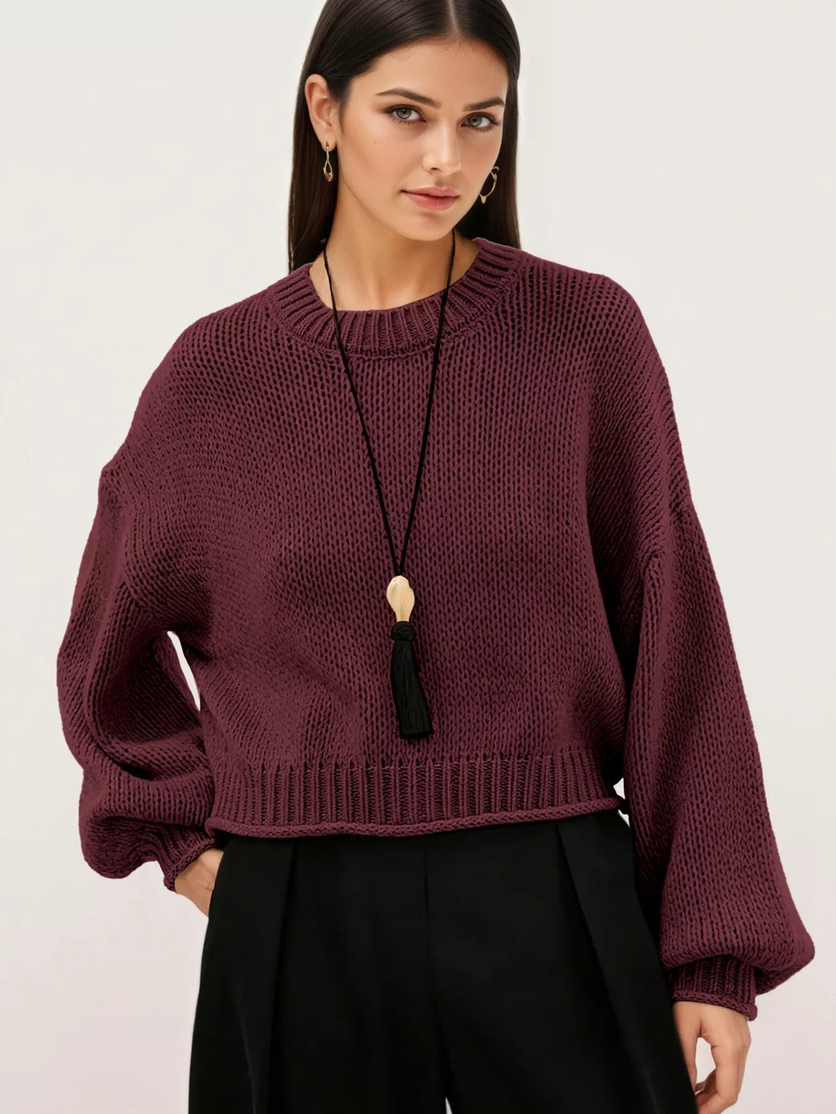 Oversized Chunky Knit Sweater - TheMomCo.